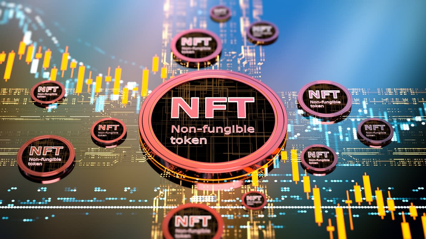 Digital image depicting NFTs, or non-fungible tokens